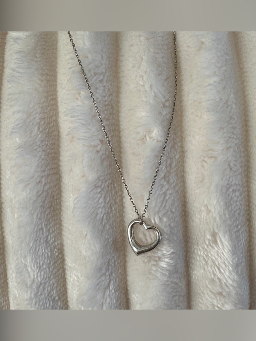 Tiffany & Co. Elsa Peretti Open Heart Necklace 925 Sterling Silver Vintage